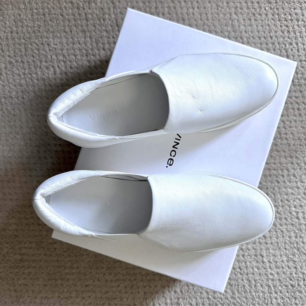 NEW Vince white leather platform sneakers for women